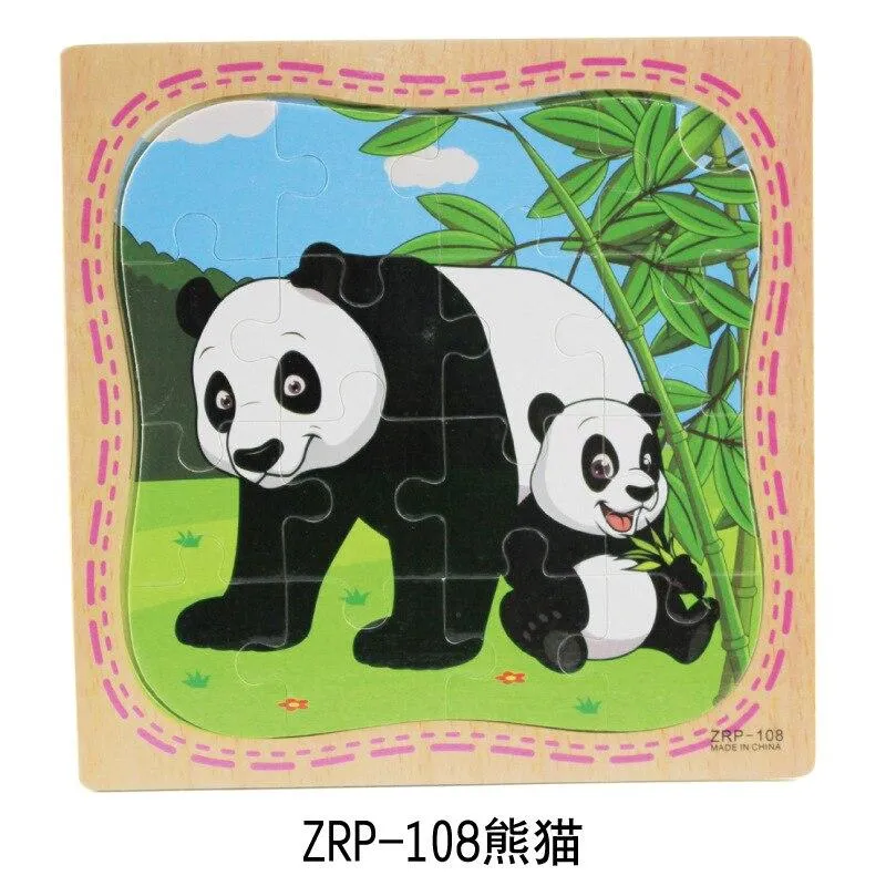 3D Wooden Puzzle Jigsaw Toys Wood 3d Cartoon Animal Puzzles Intelligence Kids Early Educational Toys for Children