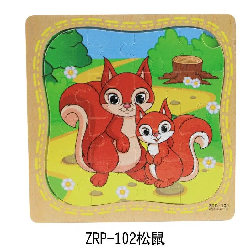 3D Wooden Puzzle Jigsaw Toys Wood 3d Cartoon Animal Puzzles Intelligence Kids Early Educational Toys for Children