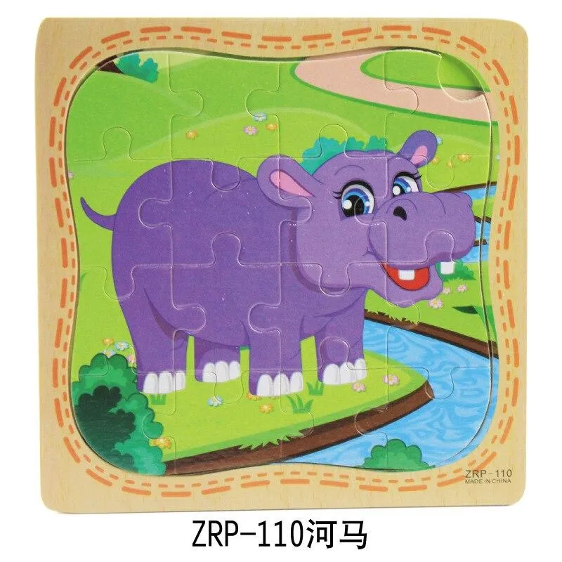 3D Wooden Puzzle Jigsaw Toys Wood 3d Cartoon Animal Puzzles Intelligence Kids Early Educational Toys for Children