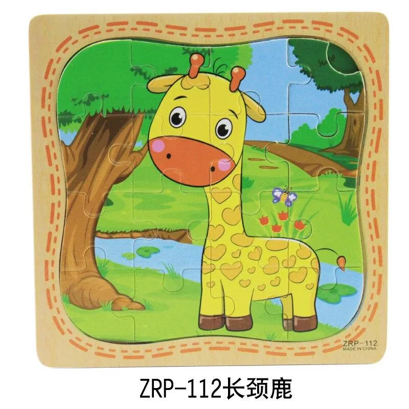 3D Wooden Puzzle Jigsaw Toys Wood 3d Cartoon Animal Puzzles Intelligence Kids Early Educational Toys for Children