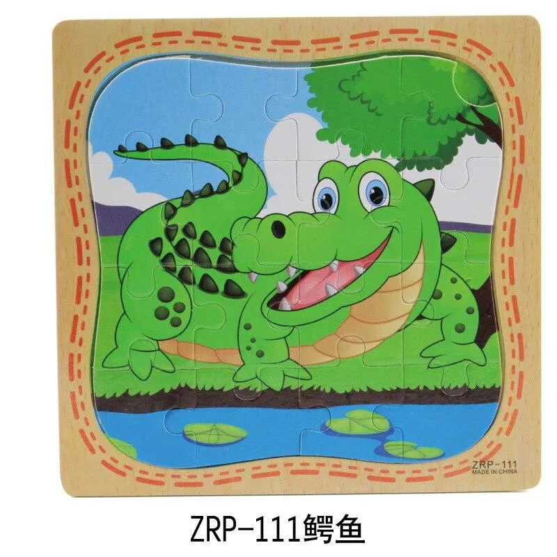 3D Wooden Puzzle Jigsaw Toys Wood 3d Cartoon Animal Puzzles Intelligence Kids Early Educational Toys for Children