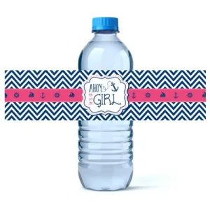 Ahoy it's a Girl Water Bottle Labels