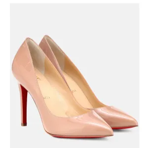 Christian Louboutin Pigalle 100 Nude Patent Leather Pump Heels 39.5 UK 6.5