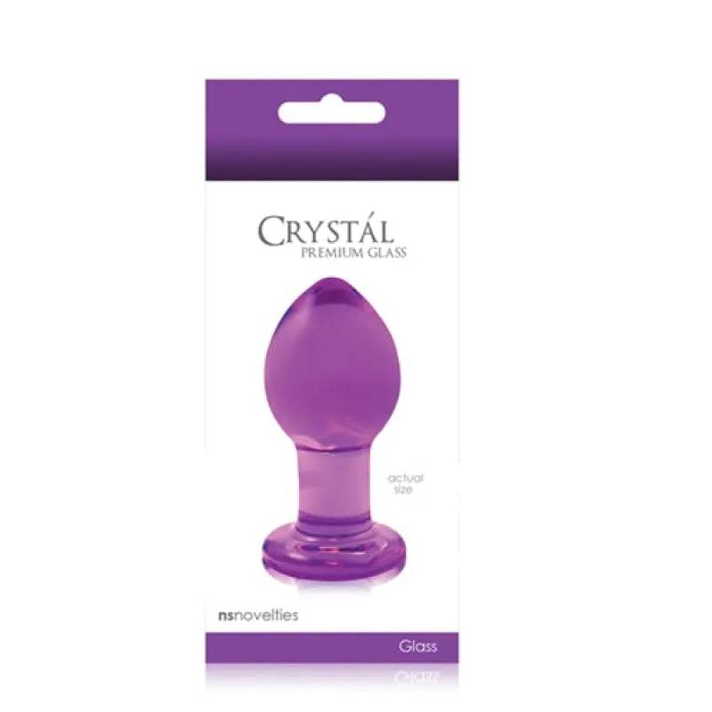 Crystal Premium Glass Plug - Medium - Clear Purple