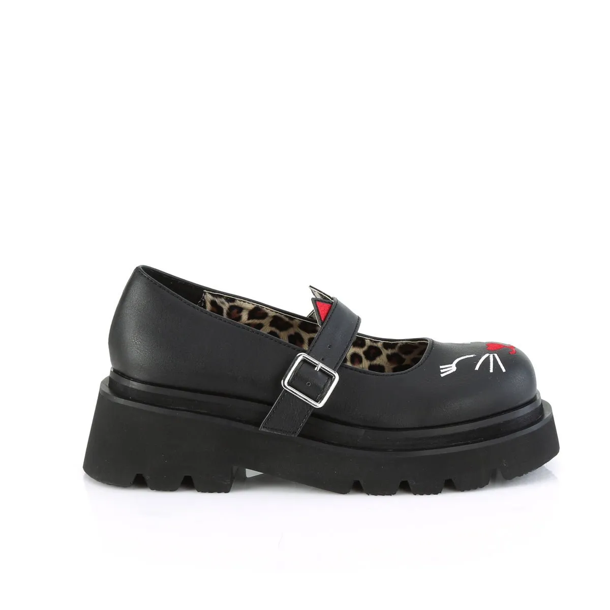 Demonia RENEGADE-56 | Black Vegan Leather Mary Janes