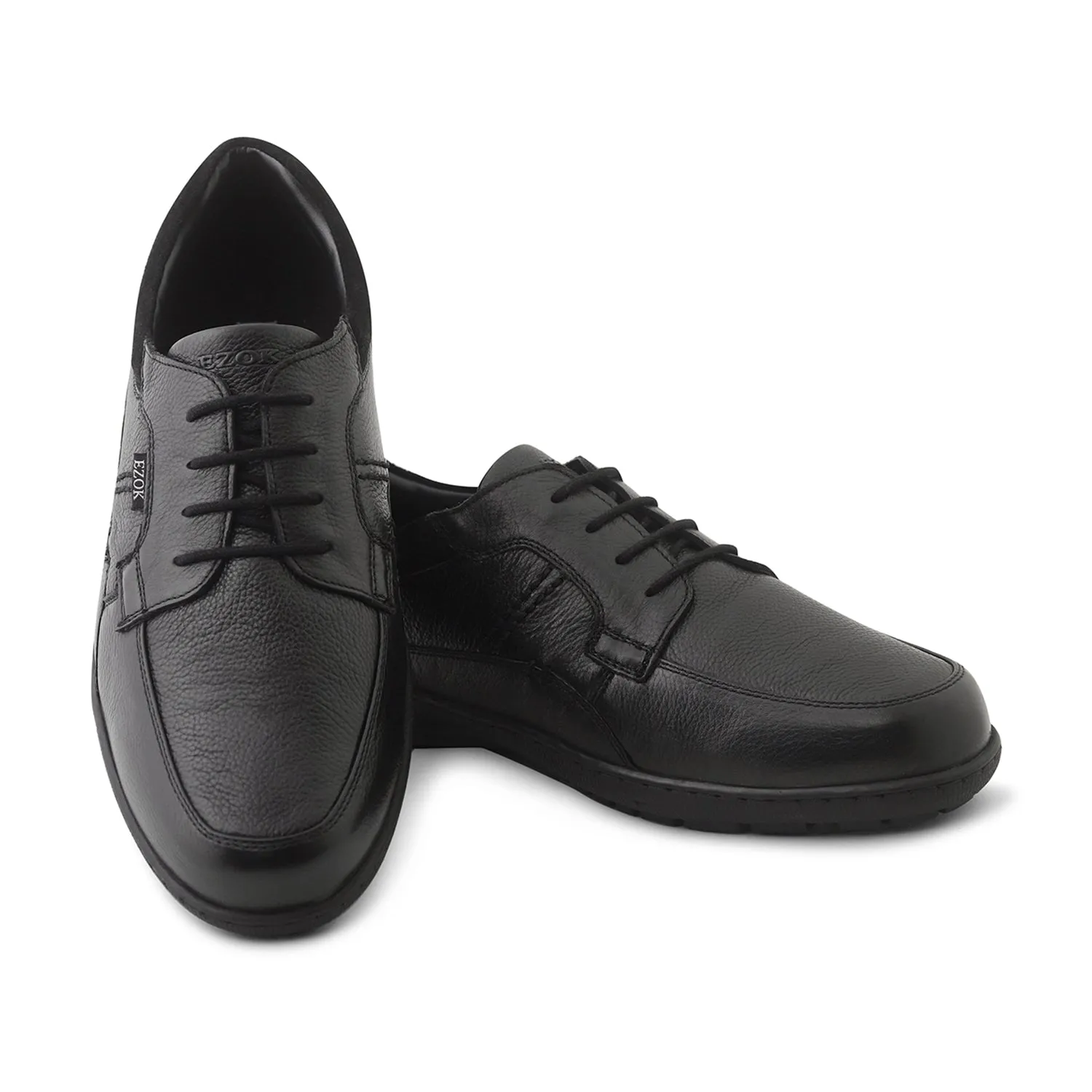 Ezok Black Outdoor Lace-Up Leather Shoes