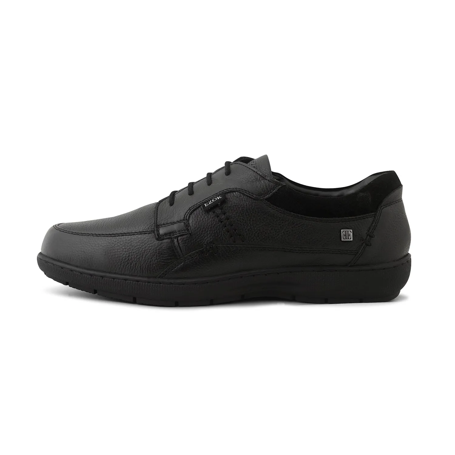 Ezok Black Outdoor Lace-Up Leather Shoes