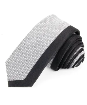 Grey and Black Skinny Panel Men's Tie