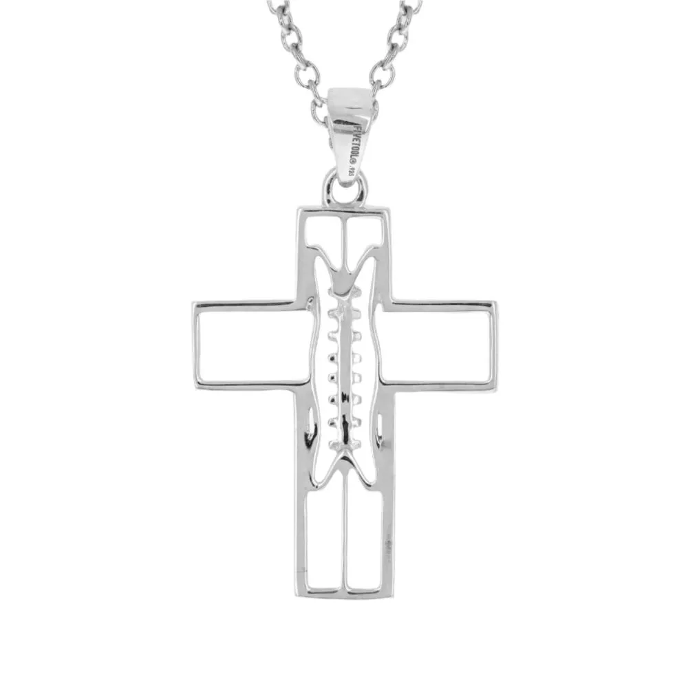 Gridiron Football Cross Necklace | Sterling Silver