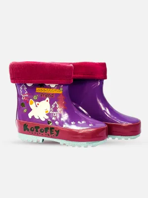 Little Surprise Box Pink Fox Flexible Rubber Rain Gumboots for Toddlers and Kids