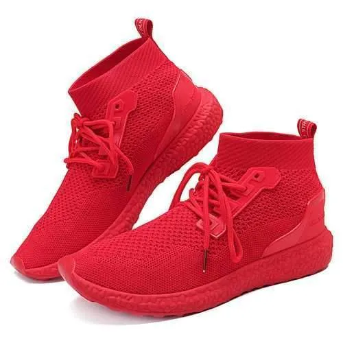 Men Breathable Mesh High Top Sneakers Casual Sports Shoes