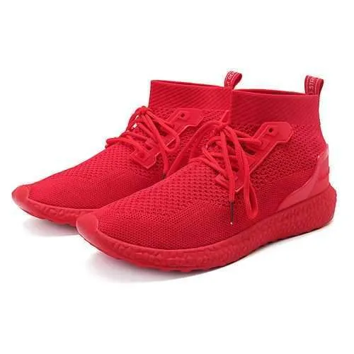 Men Breathable Mesh High Top Sneakers Casual Sports Shoes