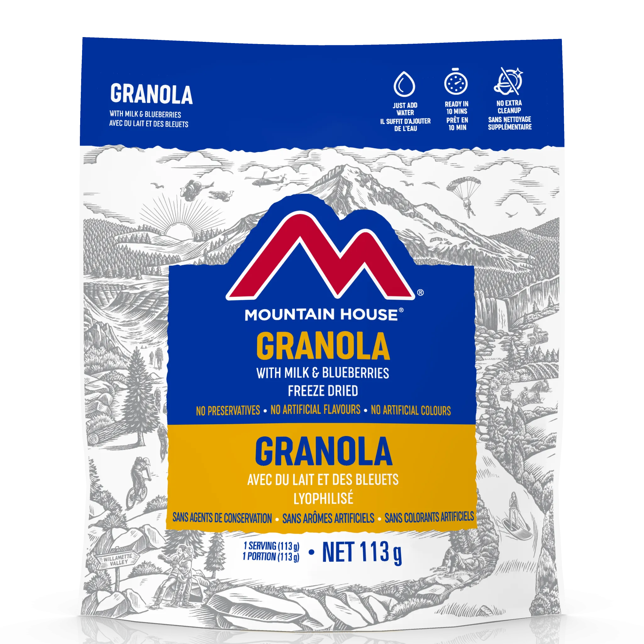 Mountain House Granola with Milk and Blueberries Pouch - One Serving