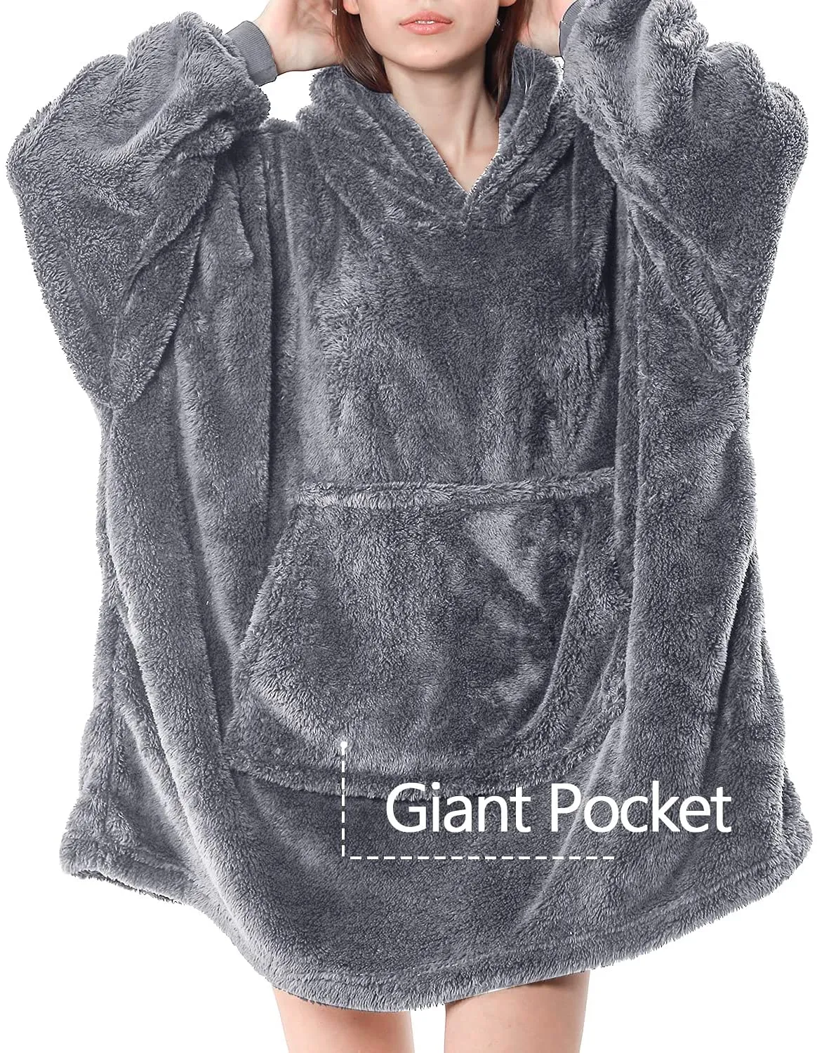 Oversized Wearable Hooded Blanket Soft Warm Sweatshirt One Size Fits All