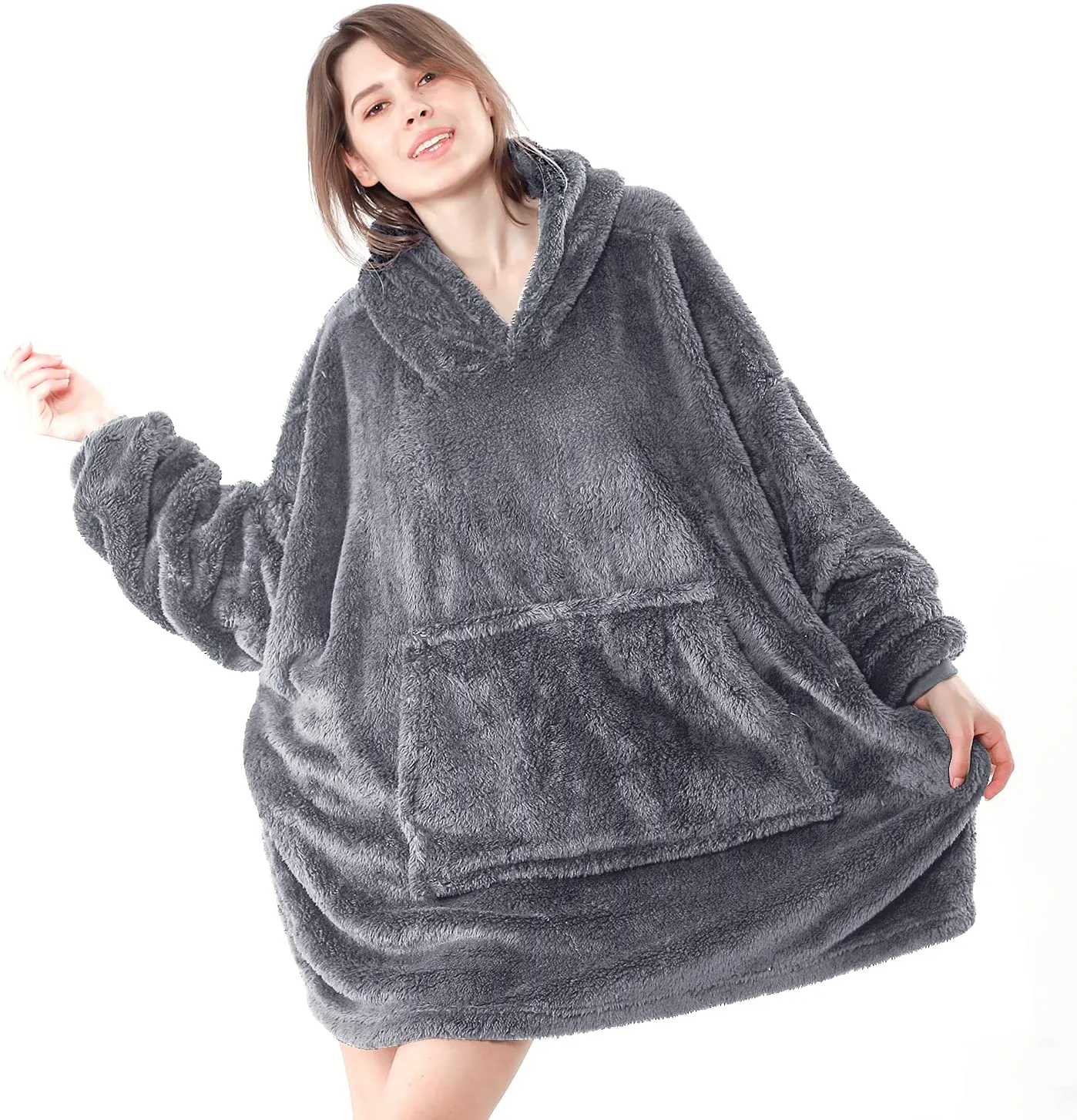 Oversized Wearable Hooded Blanket Soft Warm Sweatshirt One Size Fits All