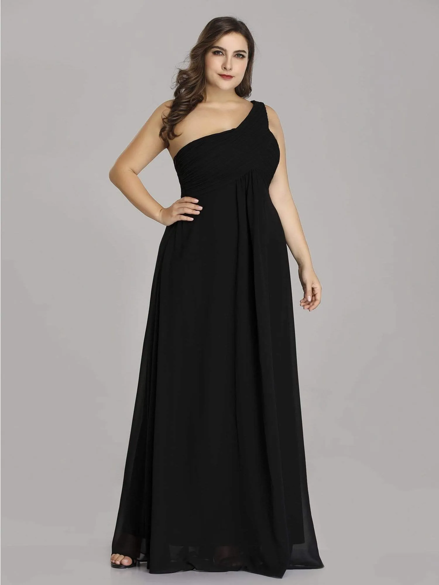 Plus Size Chiffon One Shoulder Evening Dresses for Women