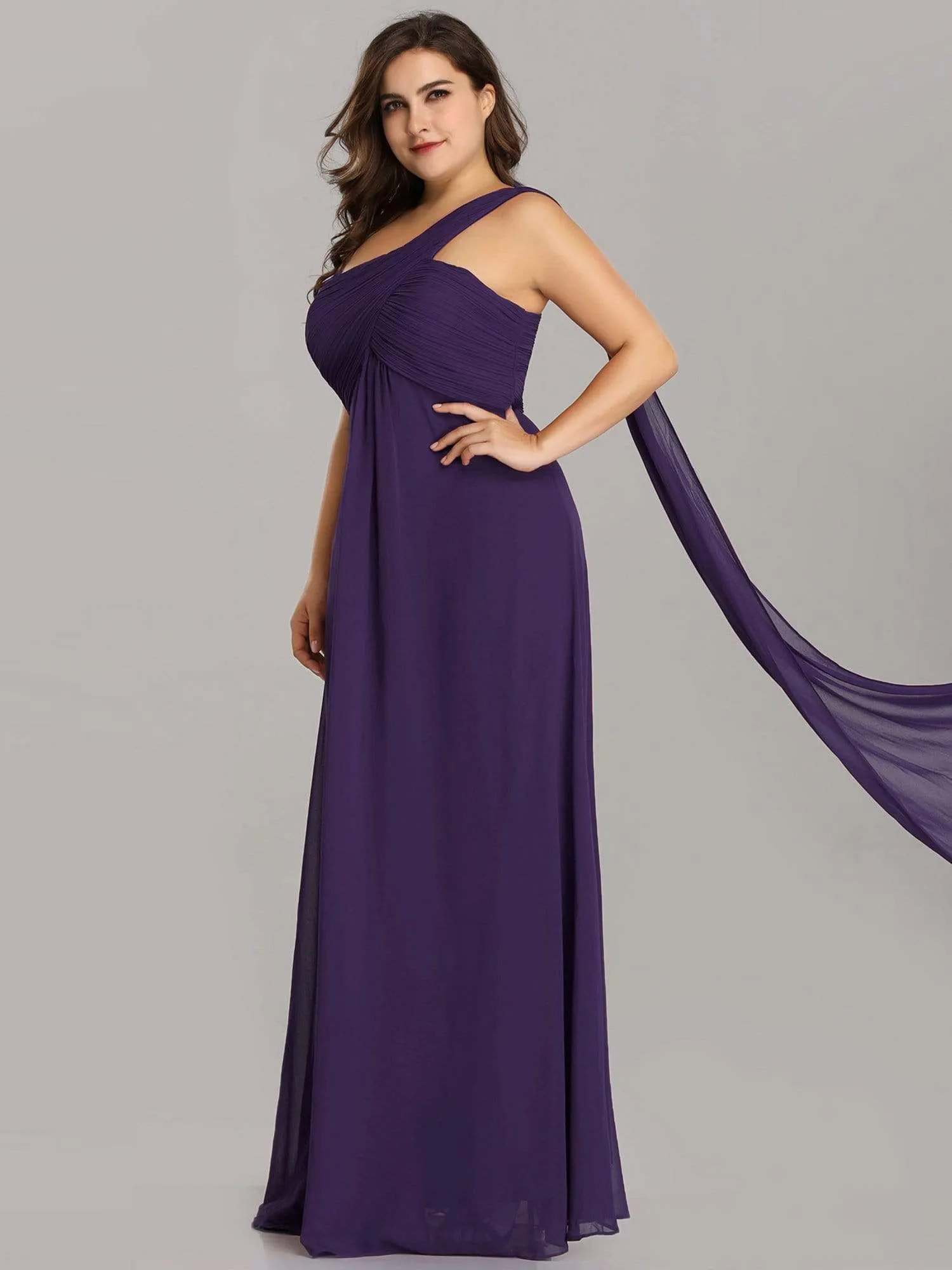 Plus Size Chiffon One Shoulder Evening Dresses for Women