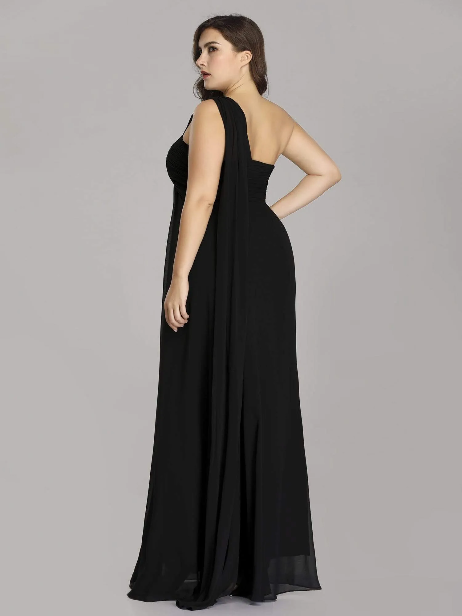 Plus Size Chiffon One Shoulder Evening Dresses for Women