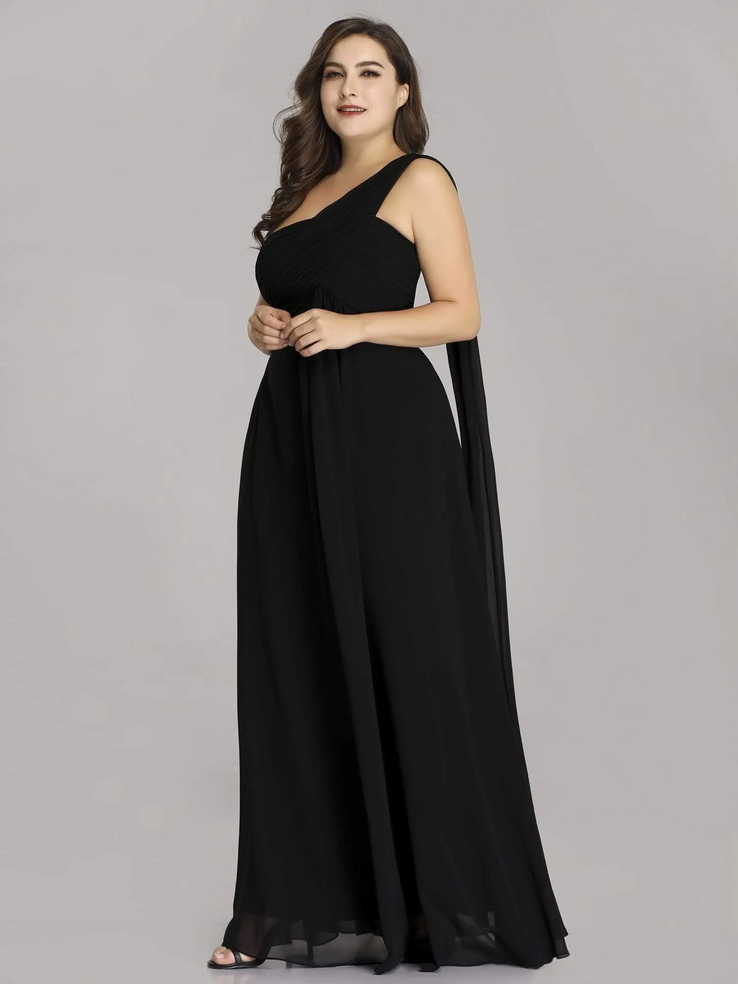 Plus Size Chiffon One Shoulder Evening Dresses for Women