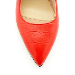 Scarlet Embossed Leather Mary Jane Pump