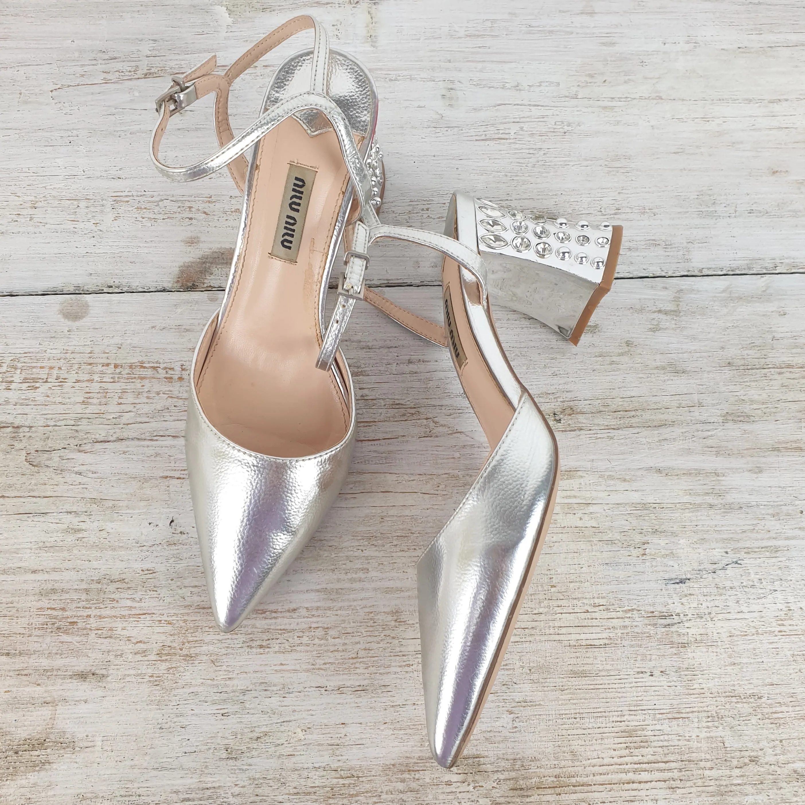 scarpe slingback Miu Miu argento