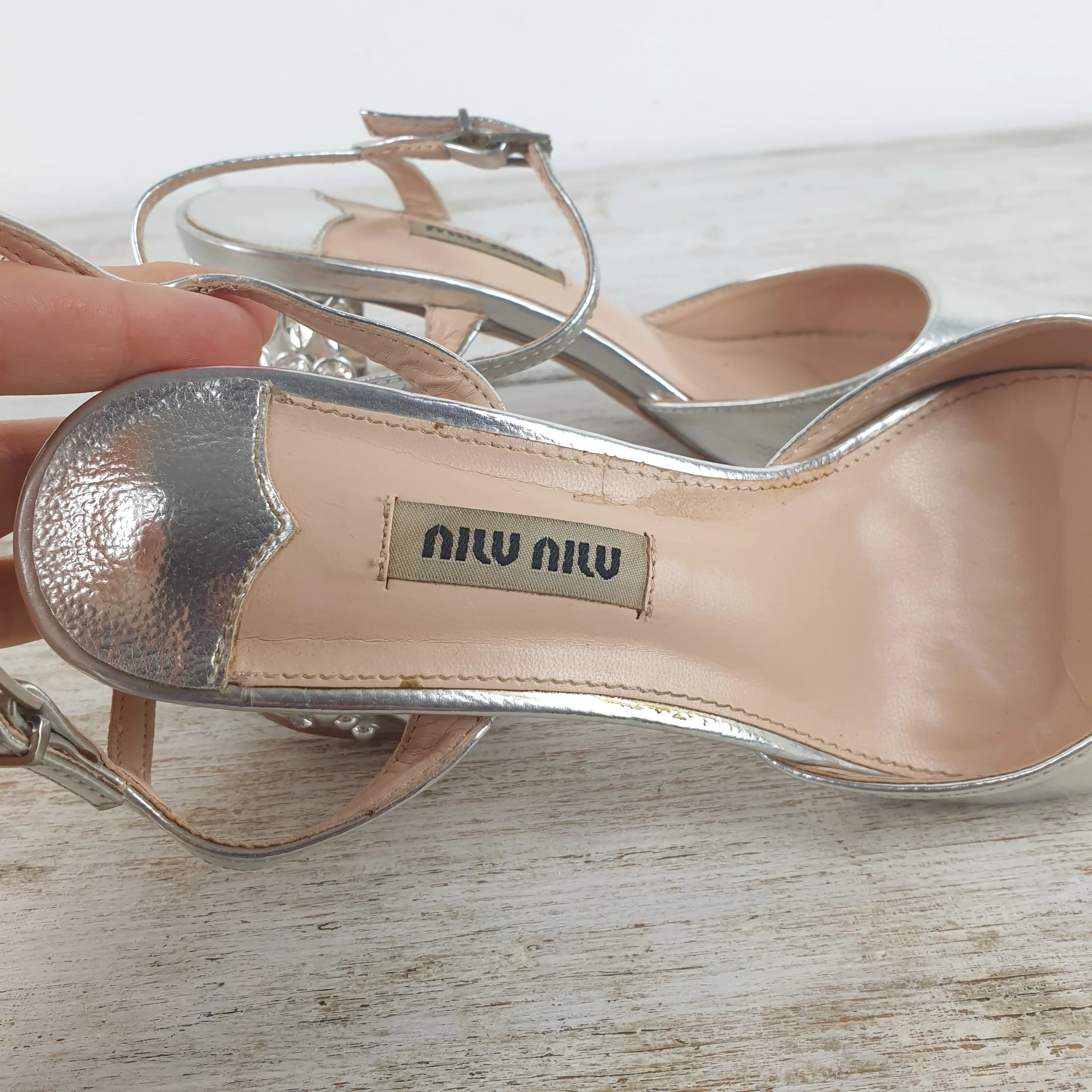 scarpe slingback Miu Miu argento