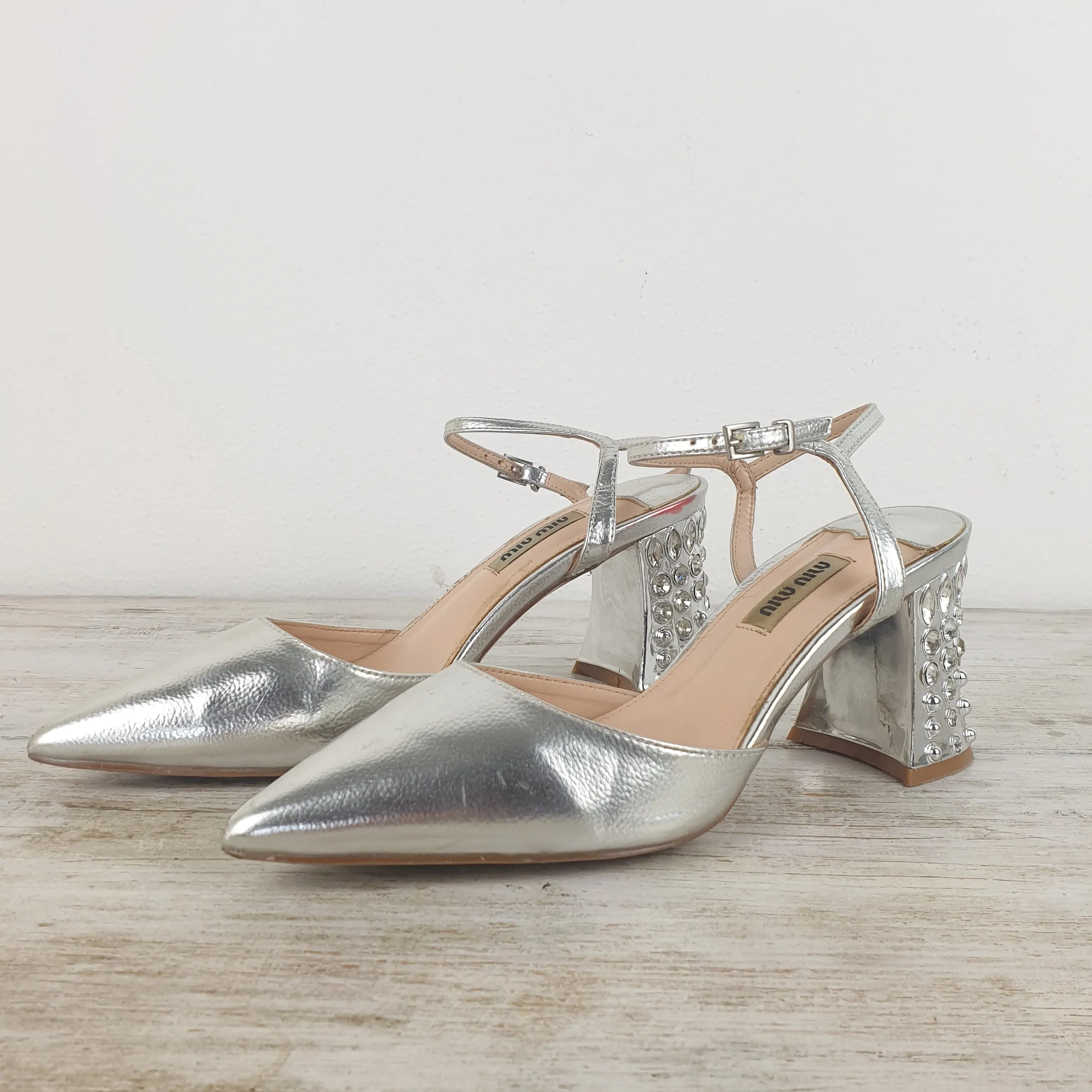 scarpe slingback Miu Miu argento