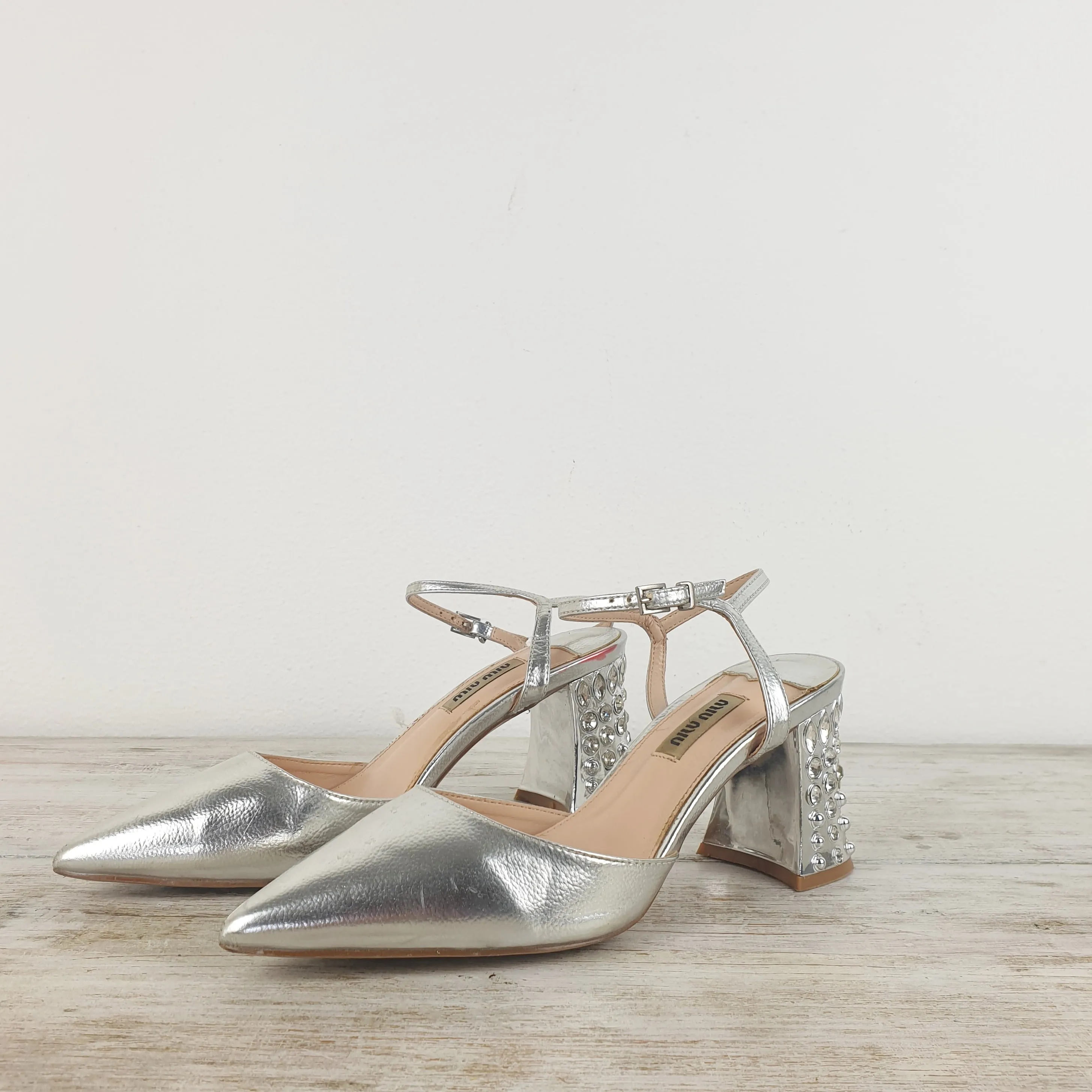 scarpe slingback Miu Miu argento