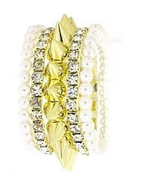 Spike Pearl and Rhinestone Multi-layer Bracelet