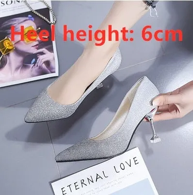 Women Fashion Golden Comfortable on Lady Wedding Party High Heel