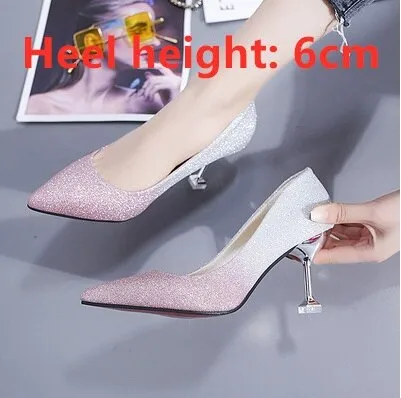 Women Fashion Golden Comfortable on Lady Wedding Party High Heel